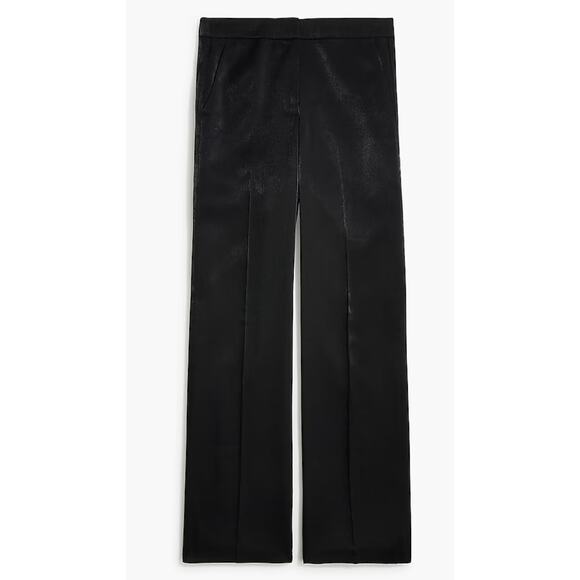 J Crew Factory | NWT | High-shine wide-leg pant in Black | Sz 8 - Picture 1 of 11